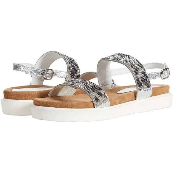 NIB women’s Very Volatile Hotness White leopard print‎ W/crystals sandals size 7 - Picture 1 of 16